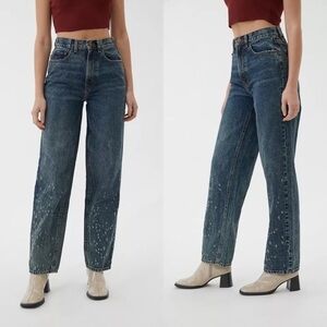 Urban Outfitters BDG High Rise Baggy Jeans Splatter Dark Wash‎ 24